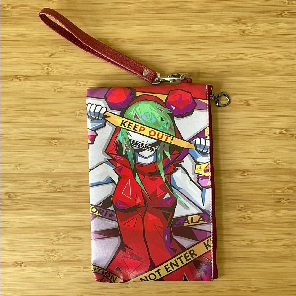 Ipsy Bag - Keep Out! Colorful Graphic Wristlet with Red Strap